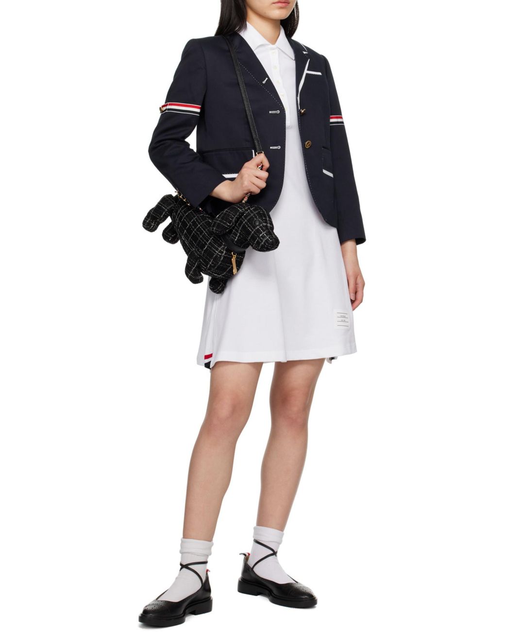 Thom Browne White Pique Flared Short-Sleeved Tennis Dress