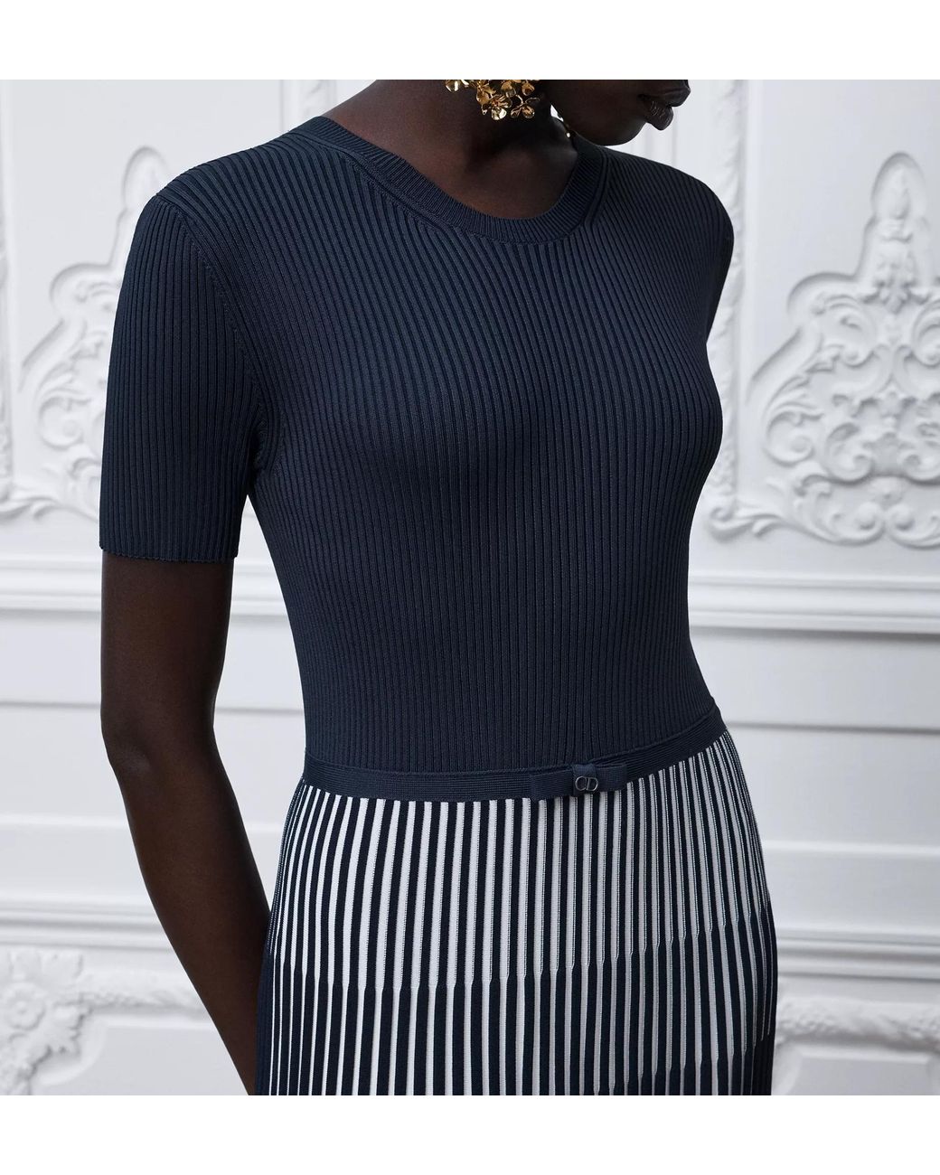 Dior Blue Iviera Mid-Length Fitted Dress