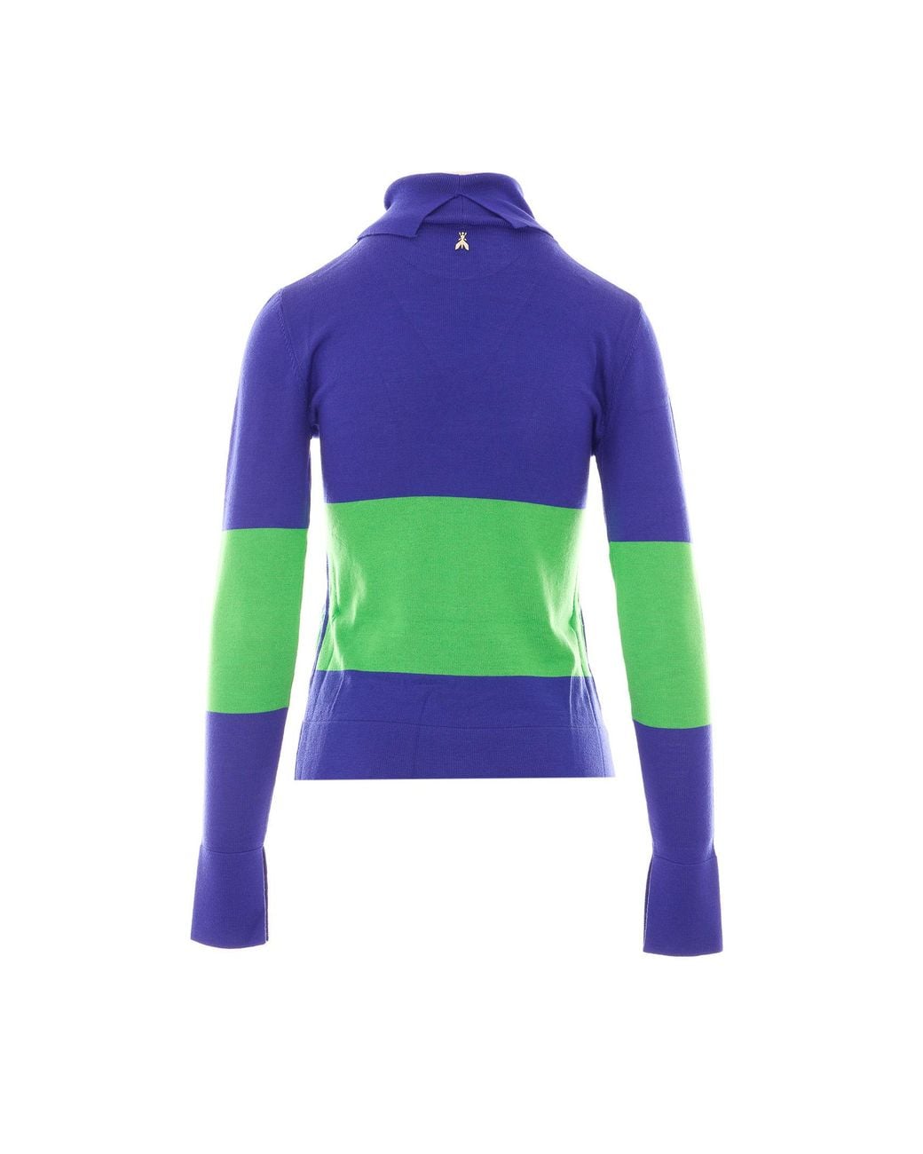 Patrizia Pepe Blue Color-Block Slogan Turtleneck Sweater
