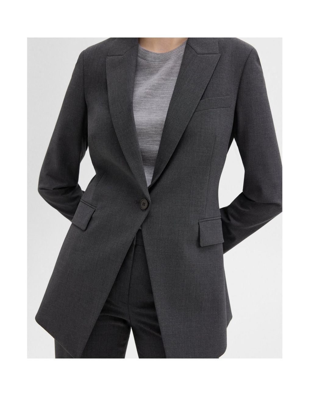 Theory Black Single-Breasted Tailored Blazer