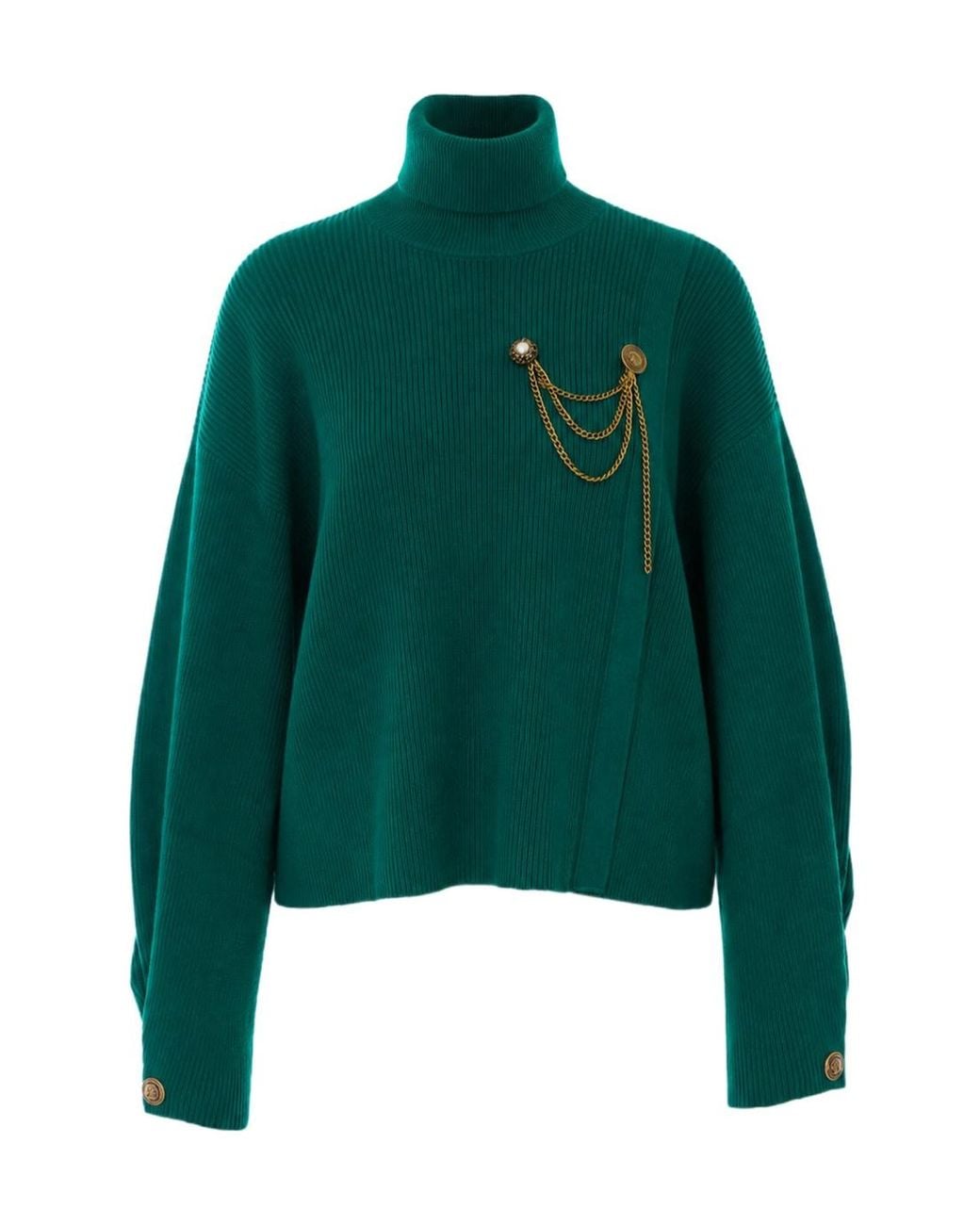 Liu Jo Green Chain Detail High Neck Knitted Sweater