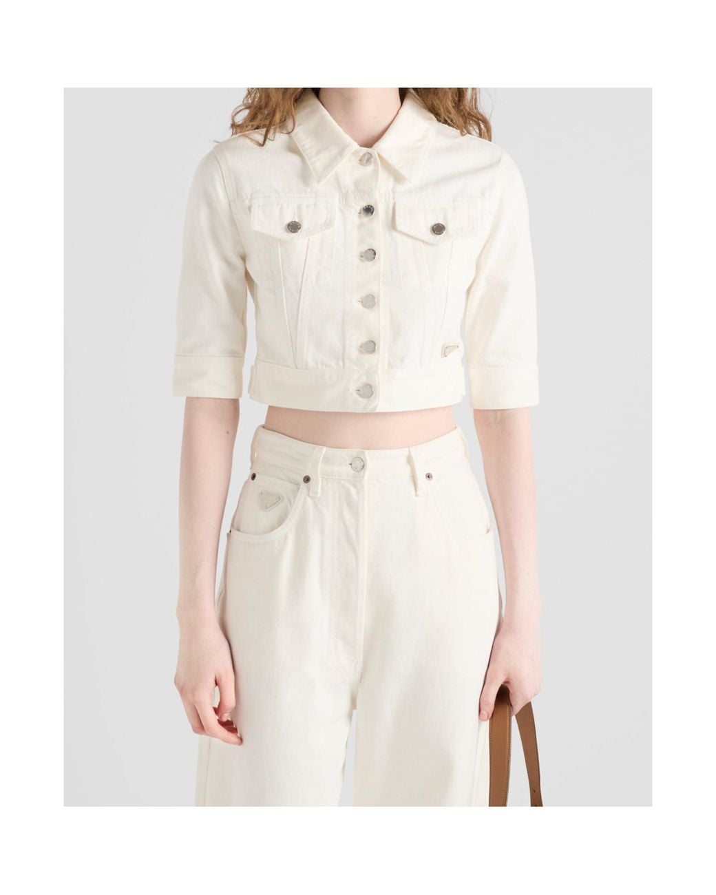 Prada White Cropped Denim Jacket