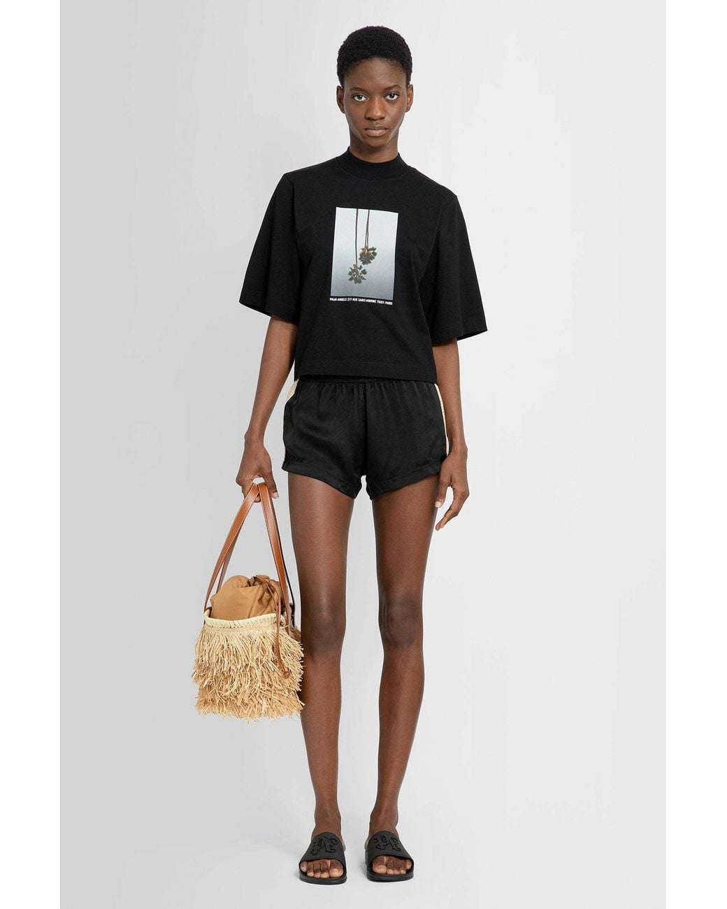 Palm Angels Black Graphic Printed T-Shirt