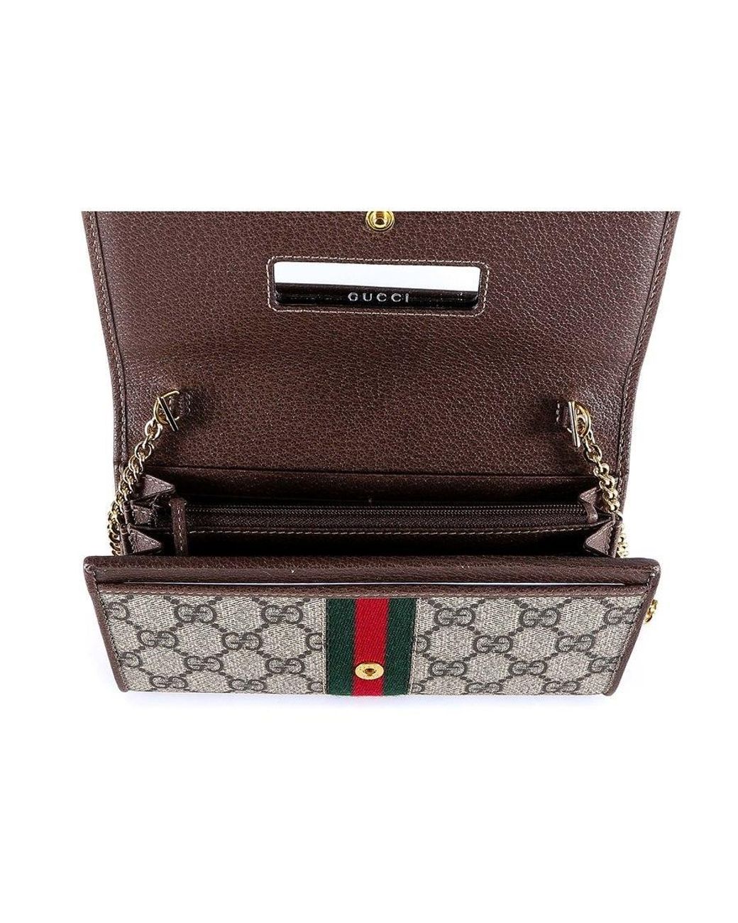 Gucci Gray Ophidia Gg Chain Wallet