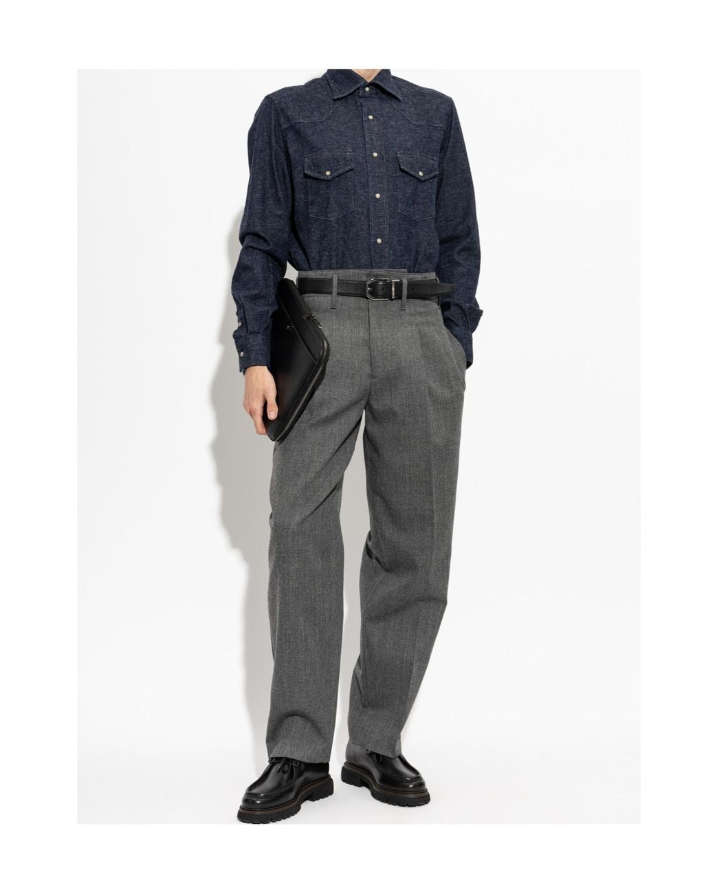 Eleventy Blue Western Denim Shirt for men