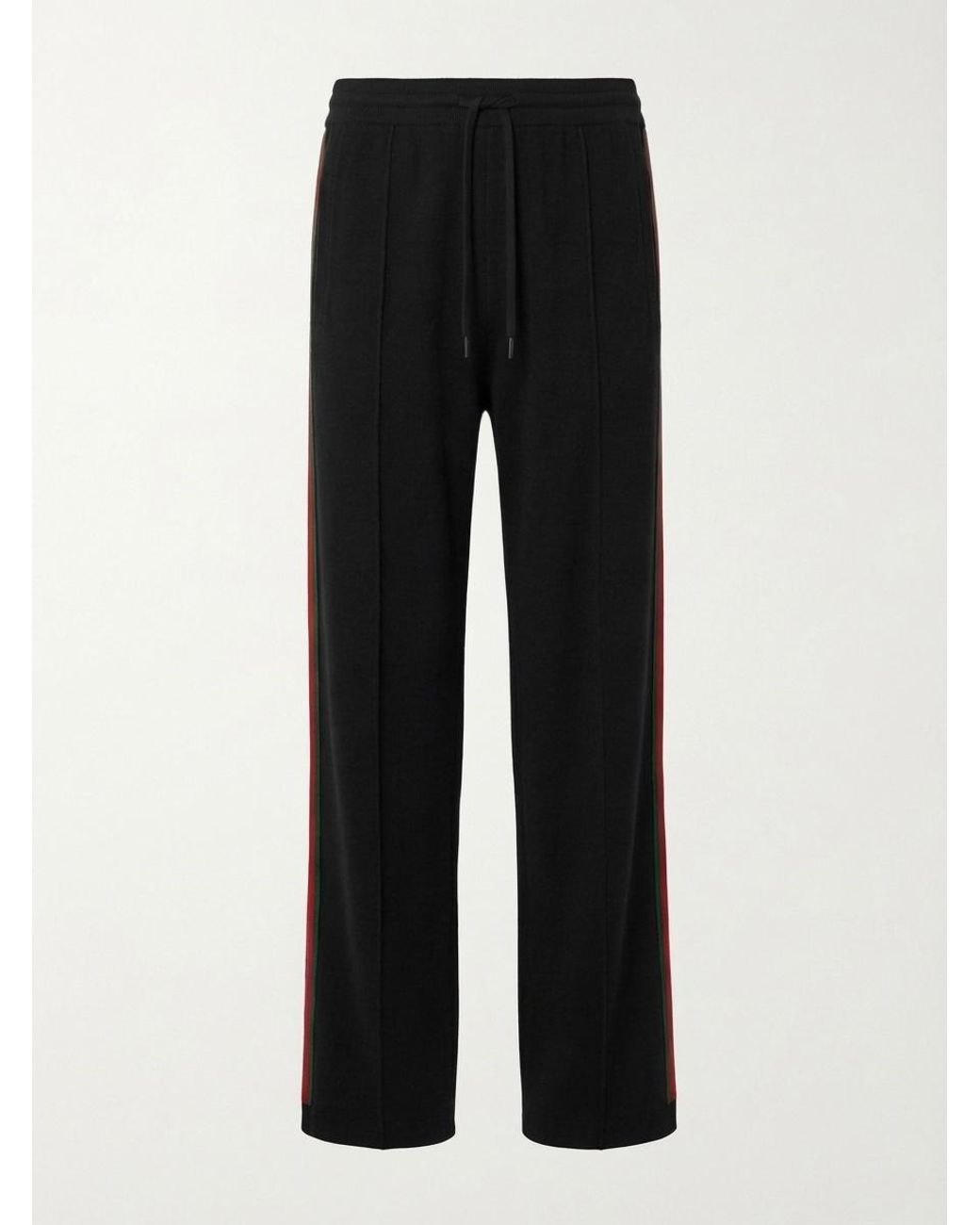 Gucci Black Knit Wool Silk Leisure Pants With Web for men