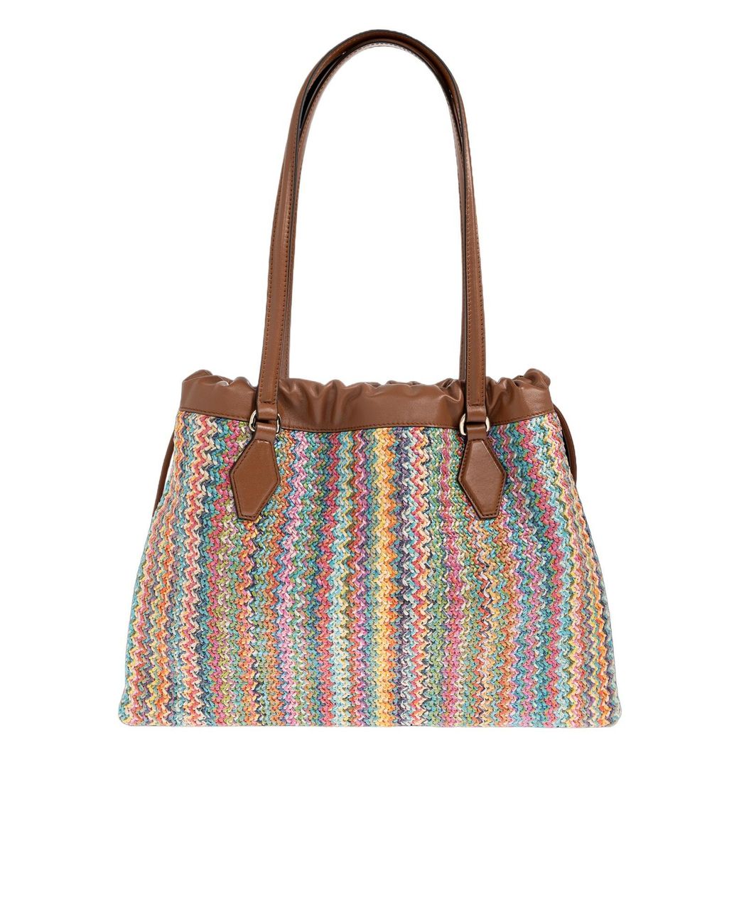 Jimmy Choo Brown Drawstring Woven Tote Bag