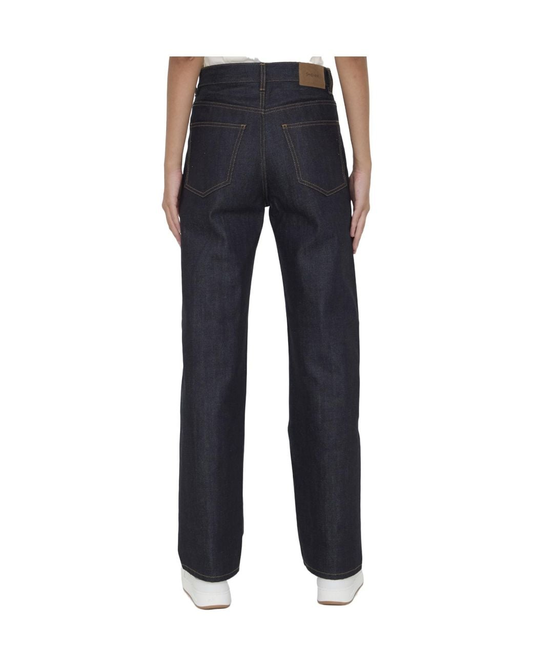 Saint Laurent Blue High-Rise Straight Leg Jeans