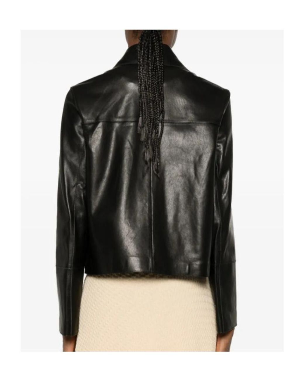 Arma Black Button-Pocket Leather Jacket