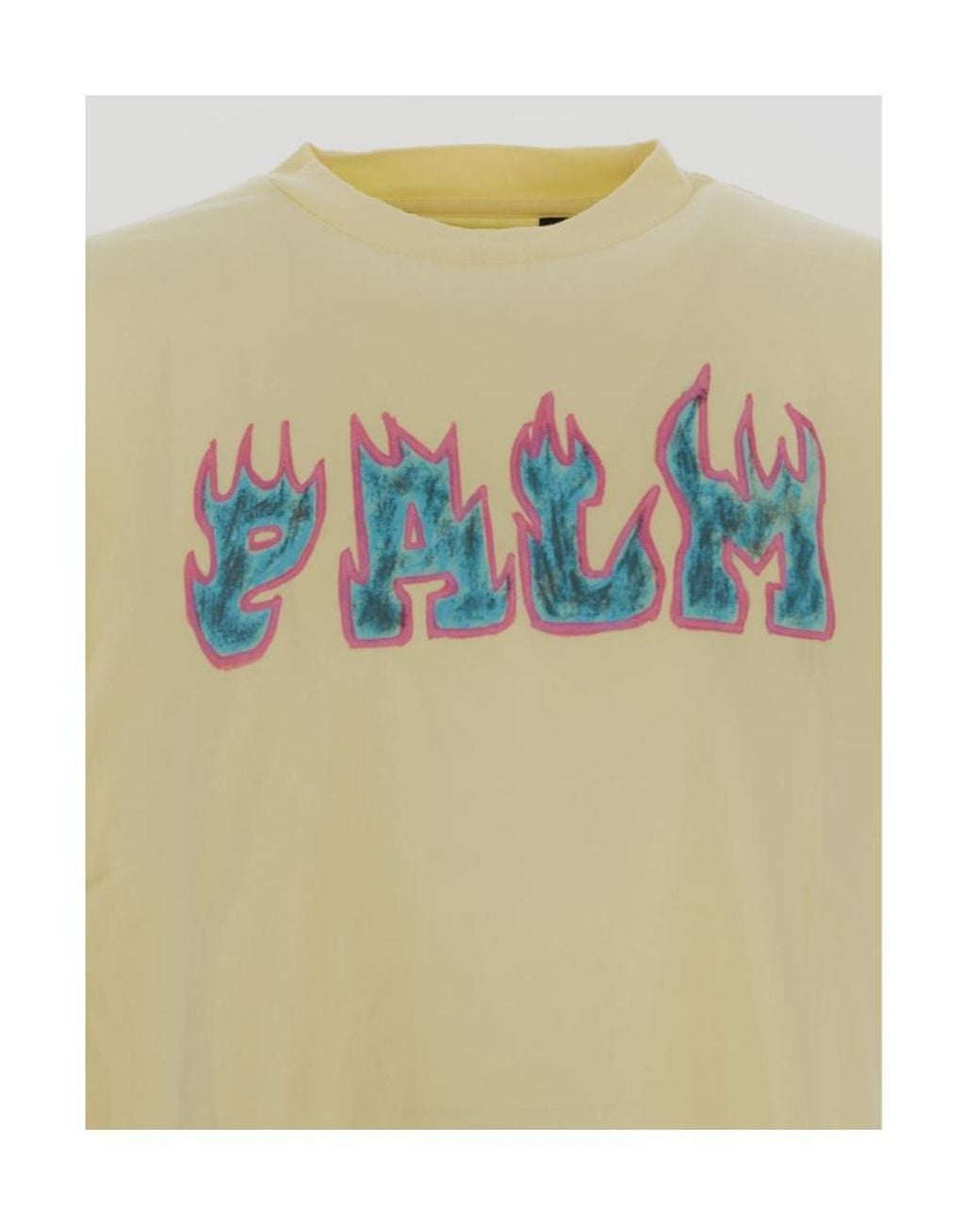 Palm Angels Yellow Flames Logo-Print T-Shirt for men