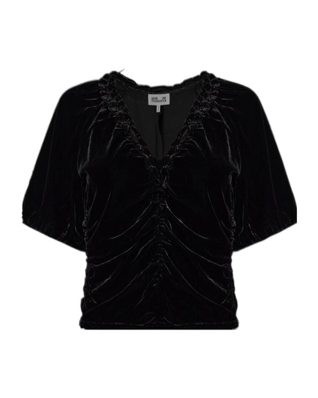Baum und Pferdgarten Black Melline Ruched Velvet Top