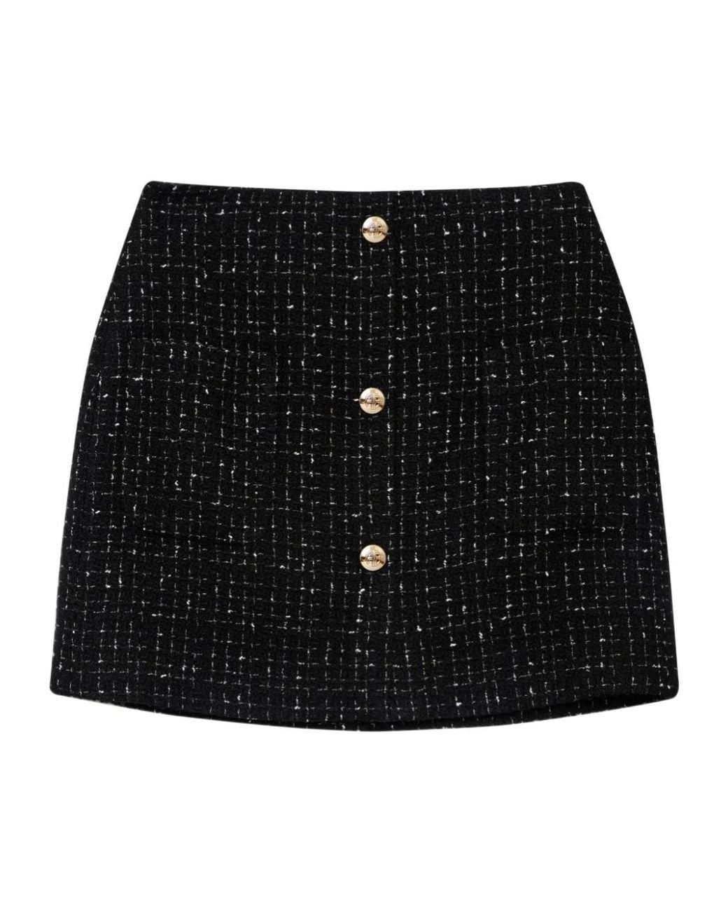 Anine Bing Black Mateo Tweed Miniskirt