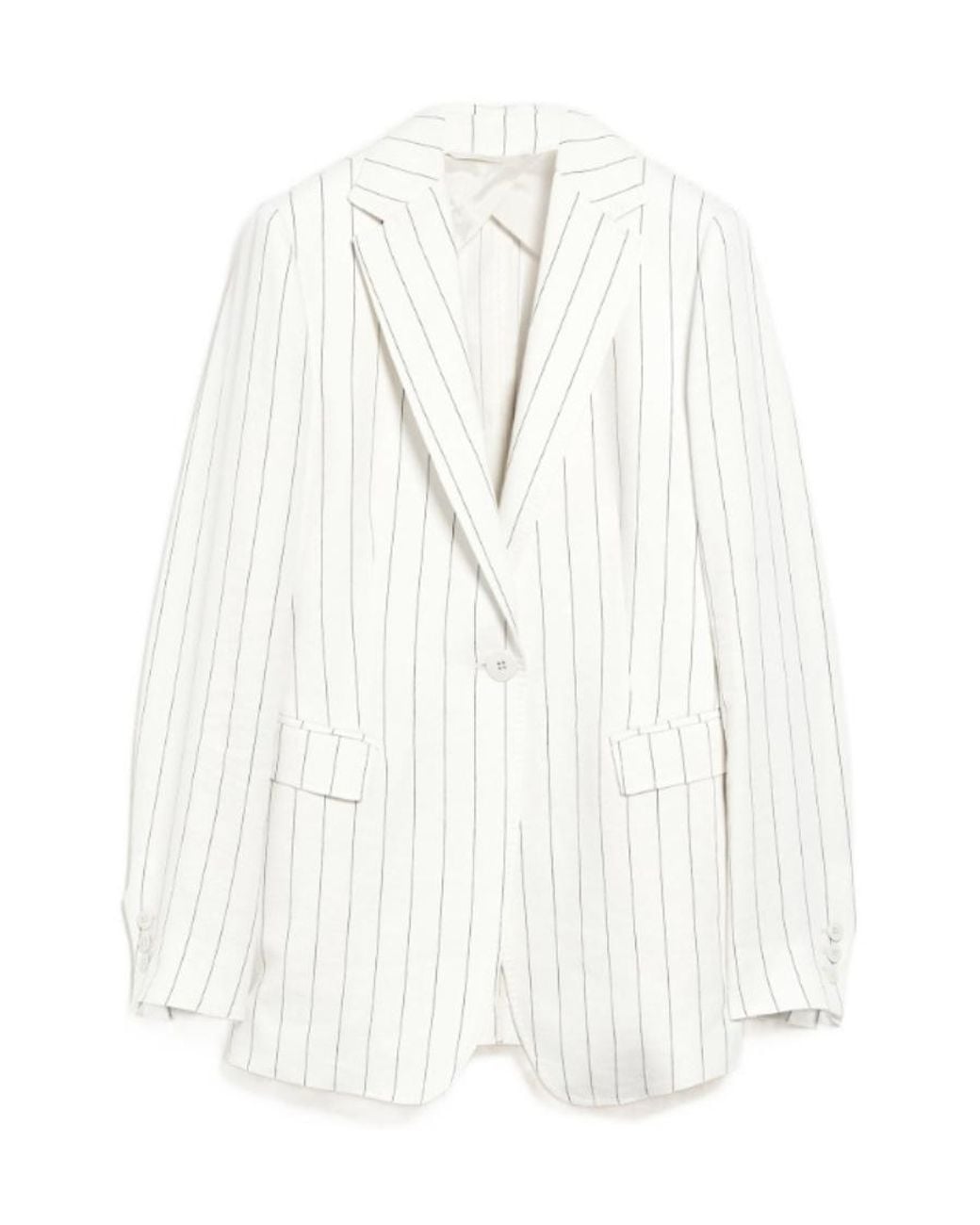 Max Mara White Stripe-Pattern Blazer