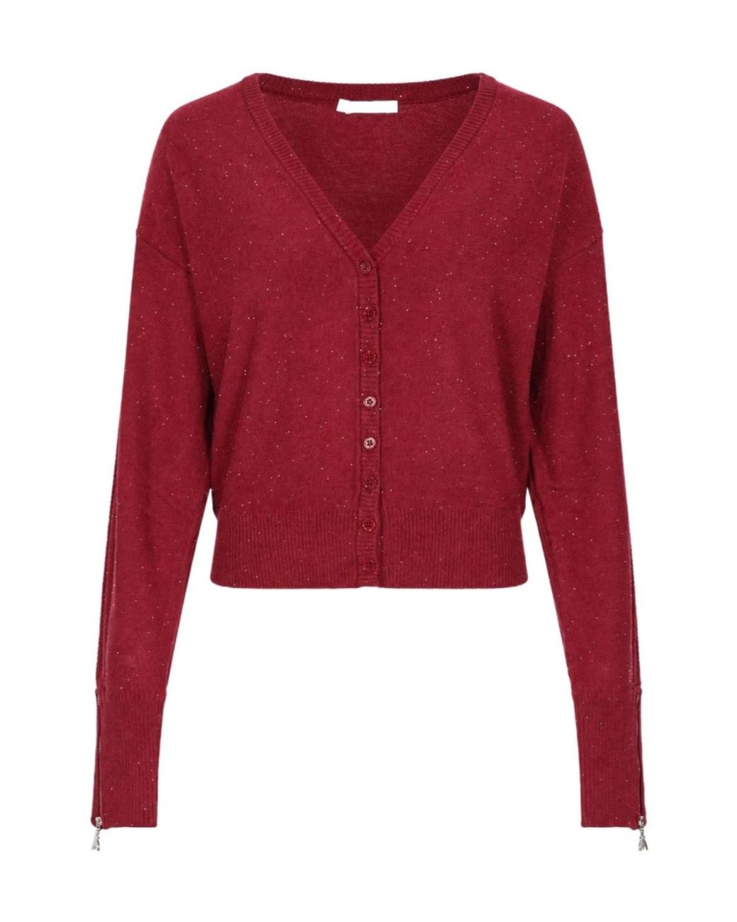 Patrizia Pepe Red Cropped Button Cardigan