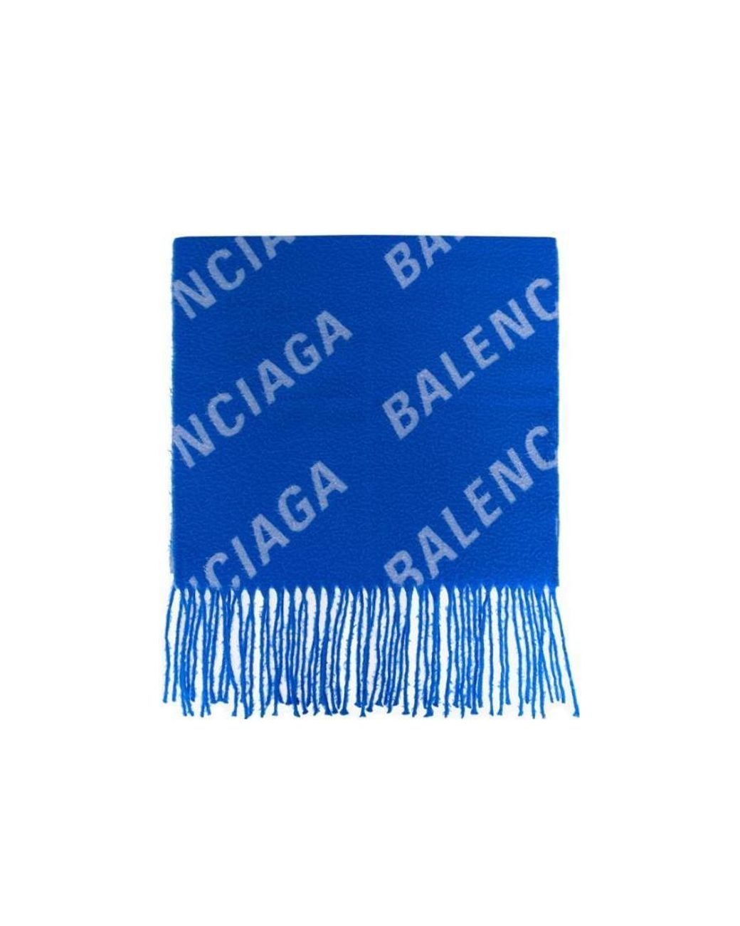 Balenciaga Blue All-Over Logo Embroidered Scarf for men