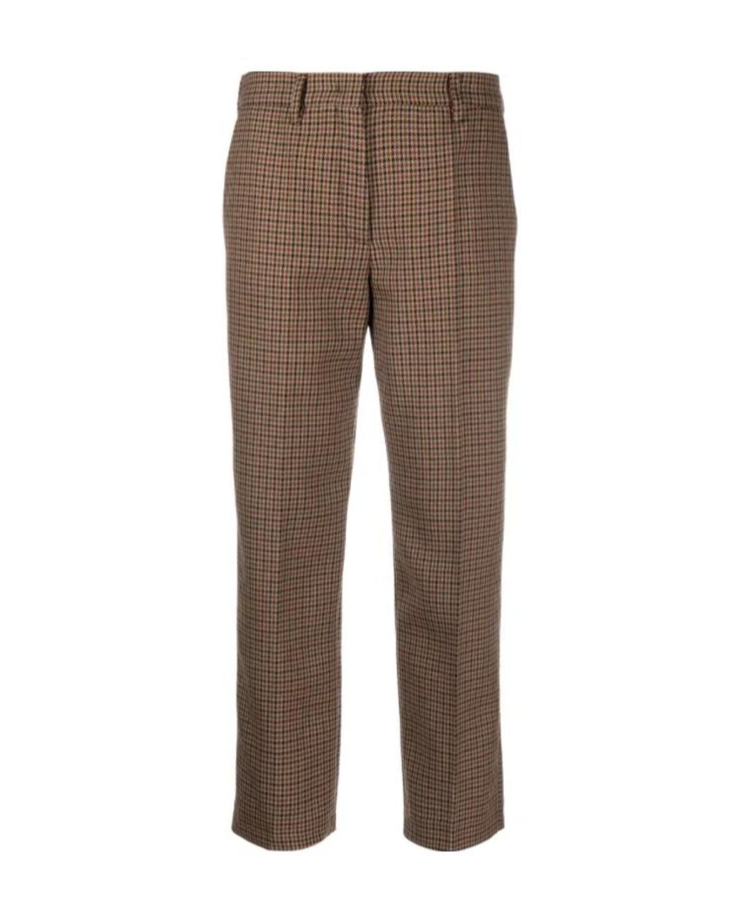 Prada Brown Houndstooth Wool Trousers