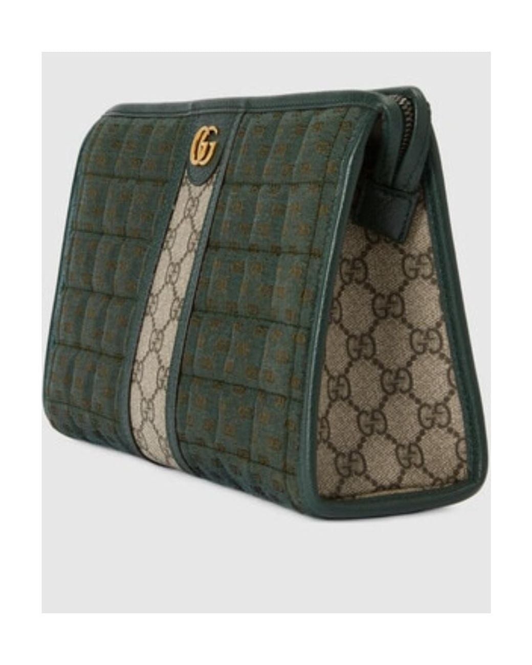 Gucci Green Gg-Canvas Quilted Clutch for men