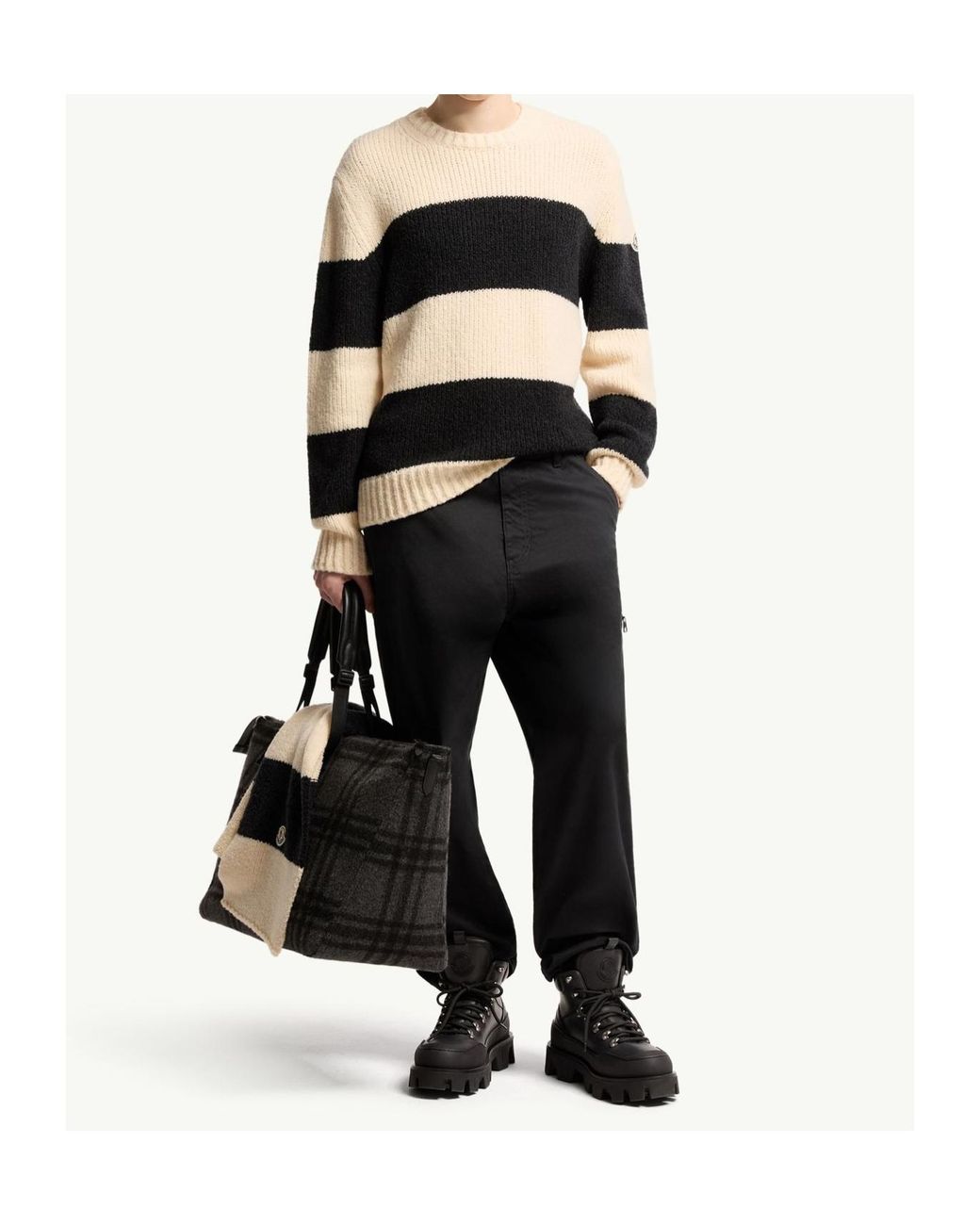 Moncler Black Striped Knitted Jumper for men