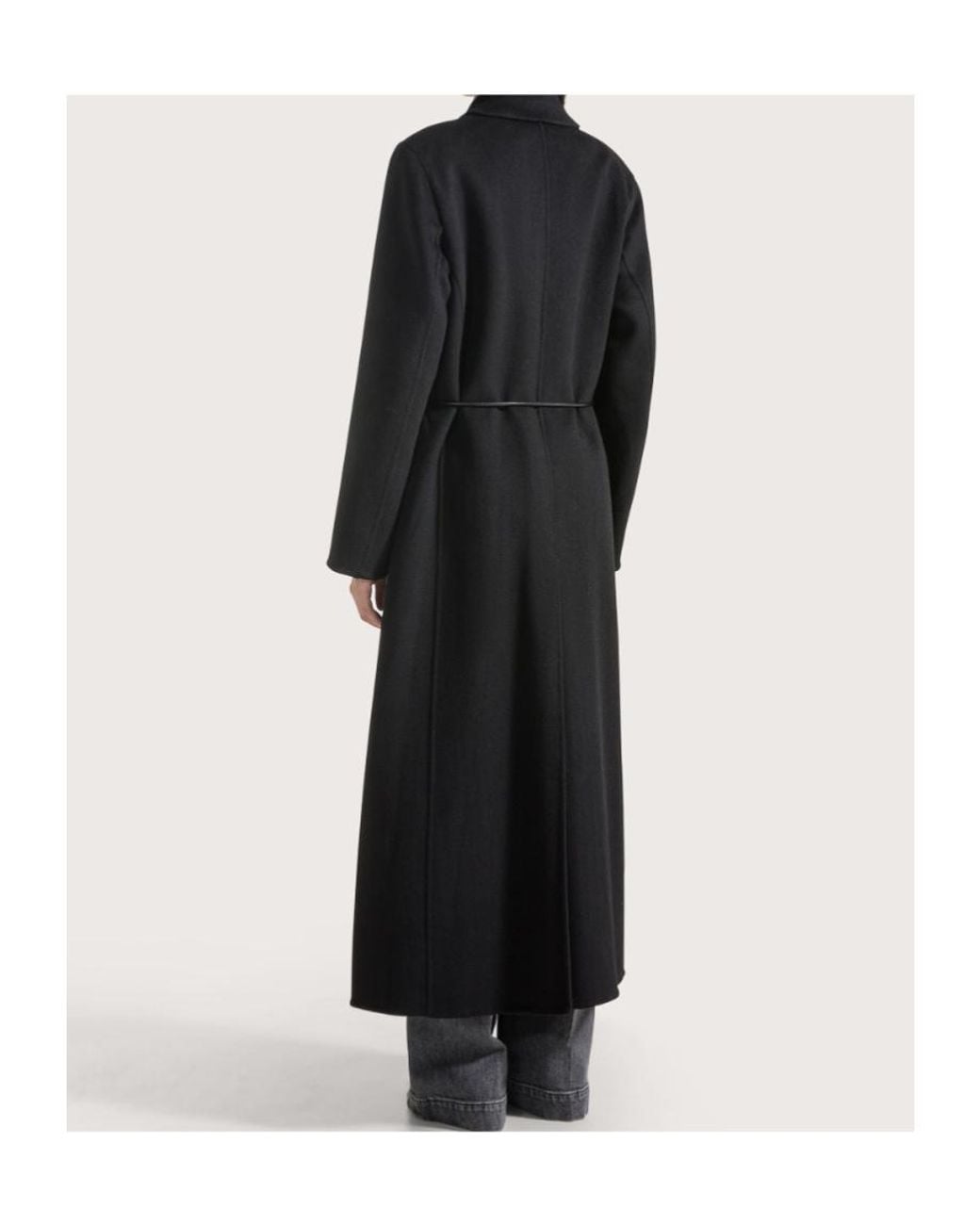 Seventy Black Double-Breasted Belted Coat