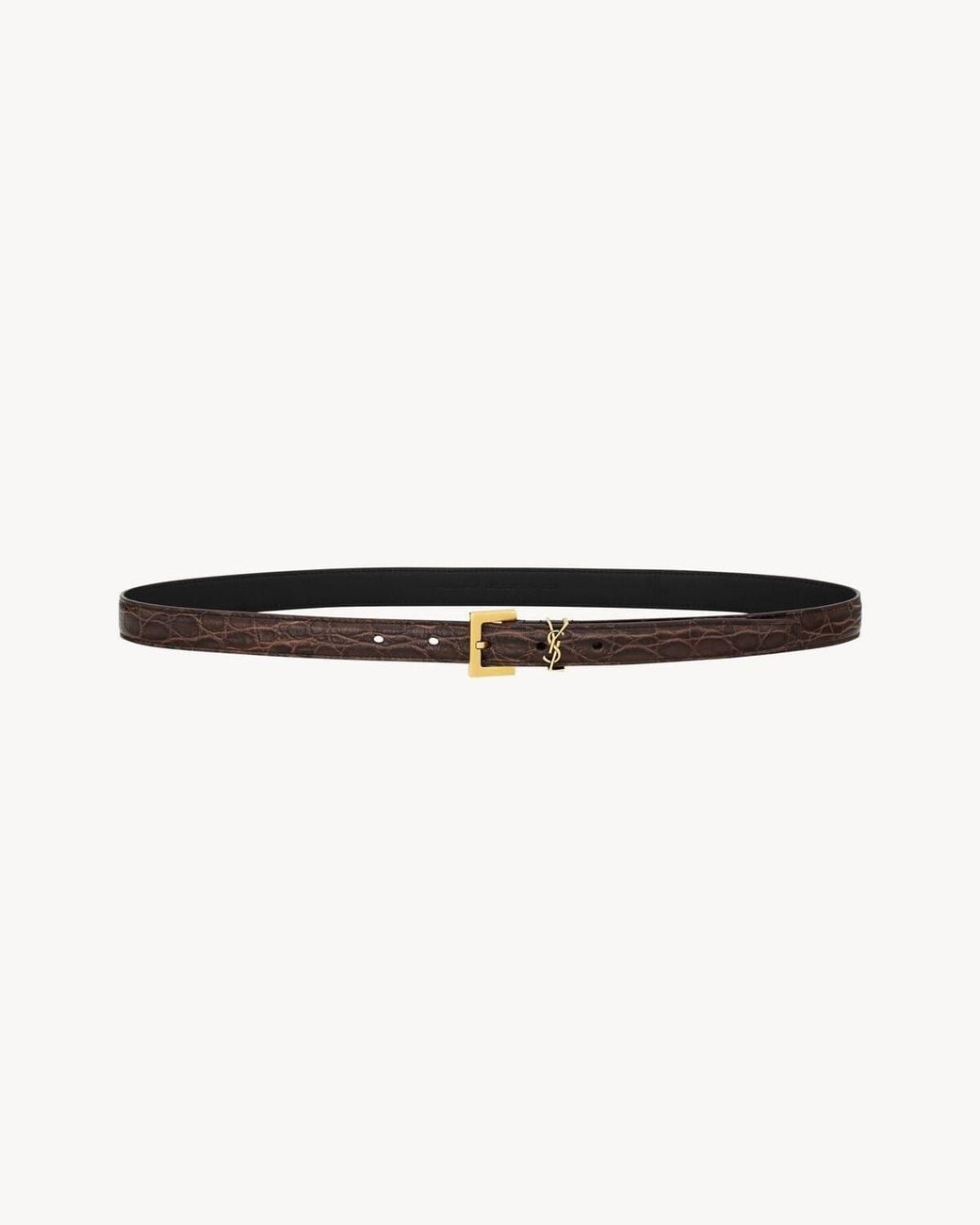 Saint Laurent White Cassandre Thin Belt
