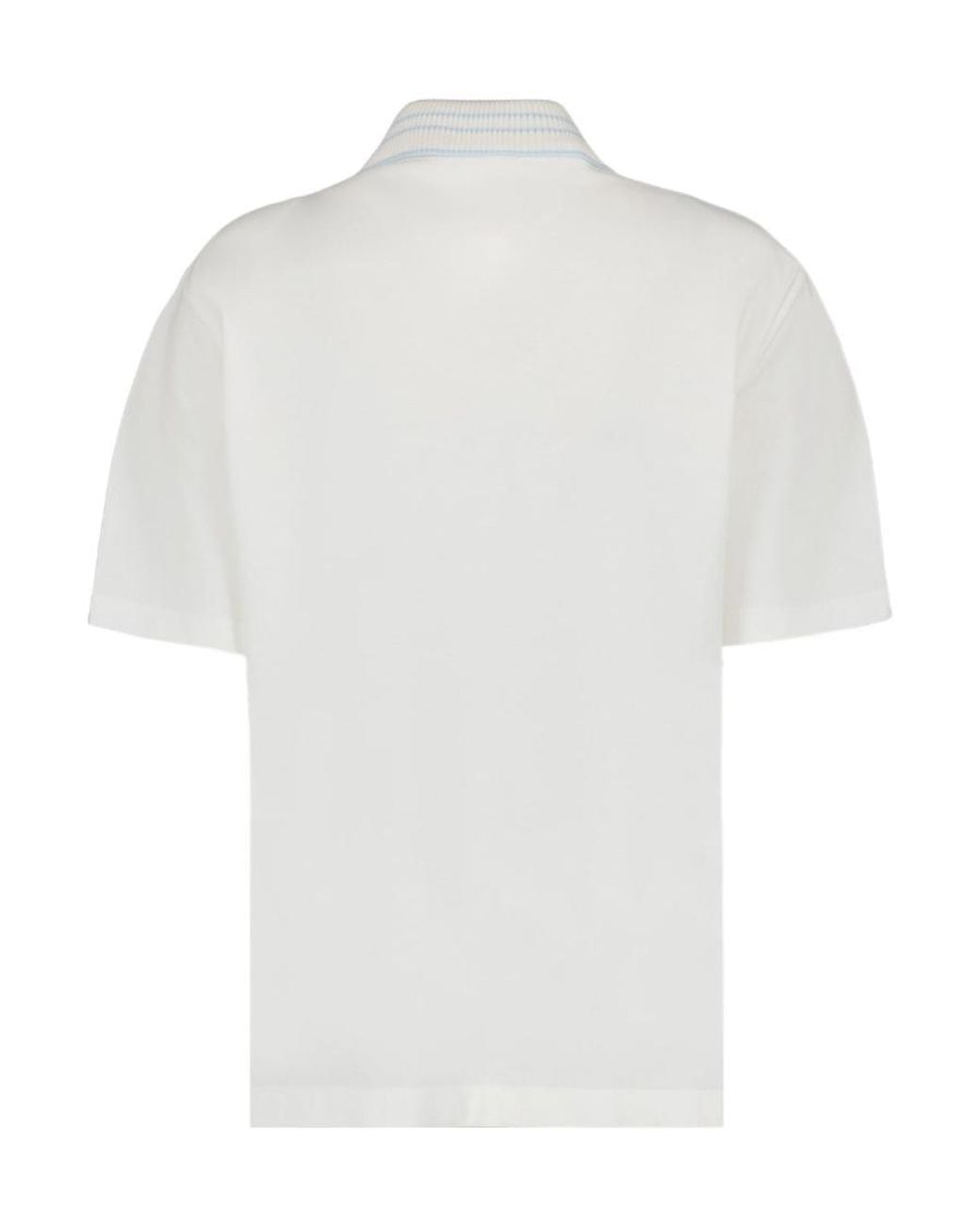 Moncler White Logo Patch Short-Sleeved Polo Shirt