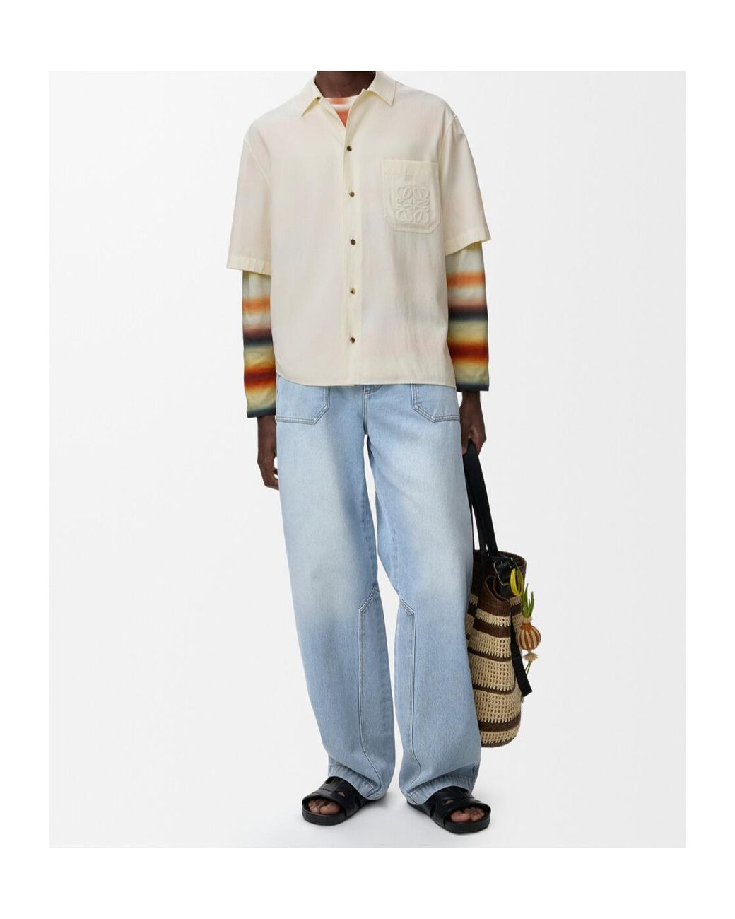 Loewe Blue Washed-Effect Panelled Jeans for men