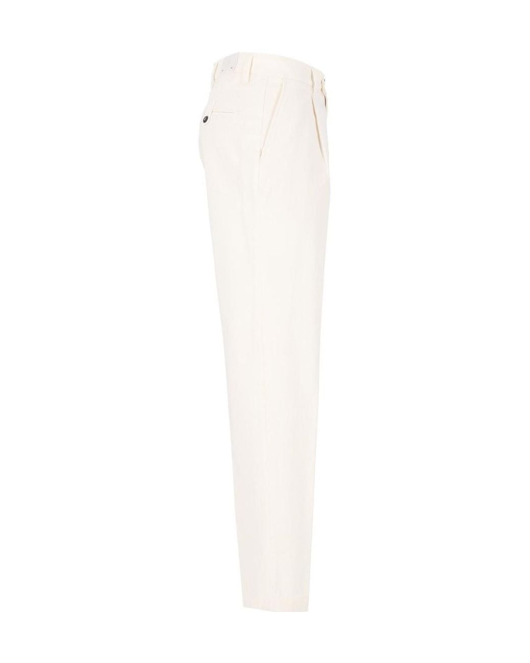 Eleventy White Pleated Tapered Pants for men