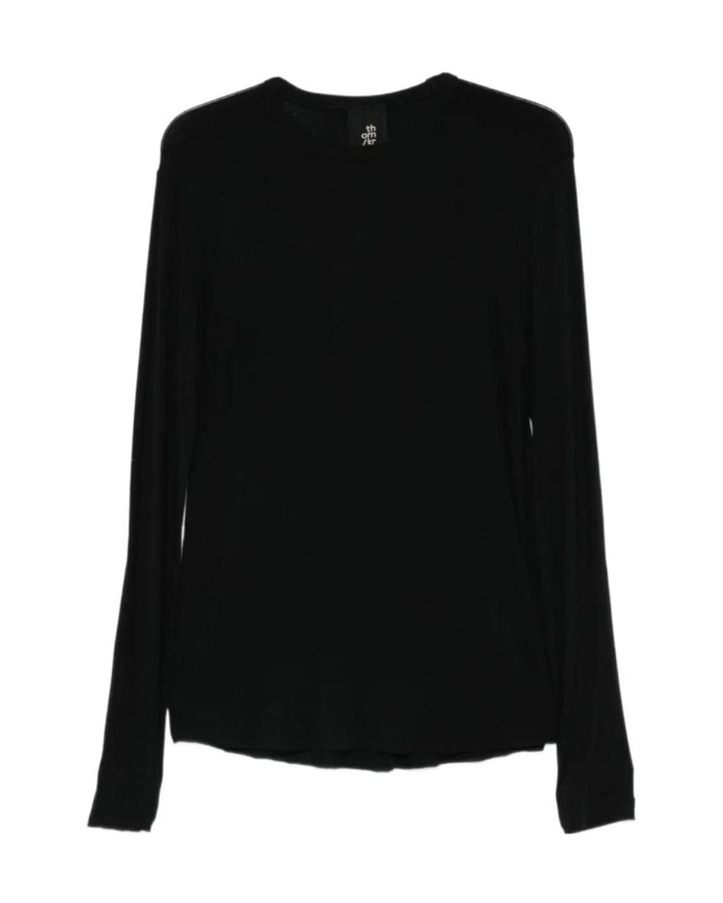 Thom Krom Black Raw-Edge Crew-Neck Sweater for men