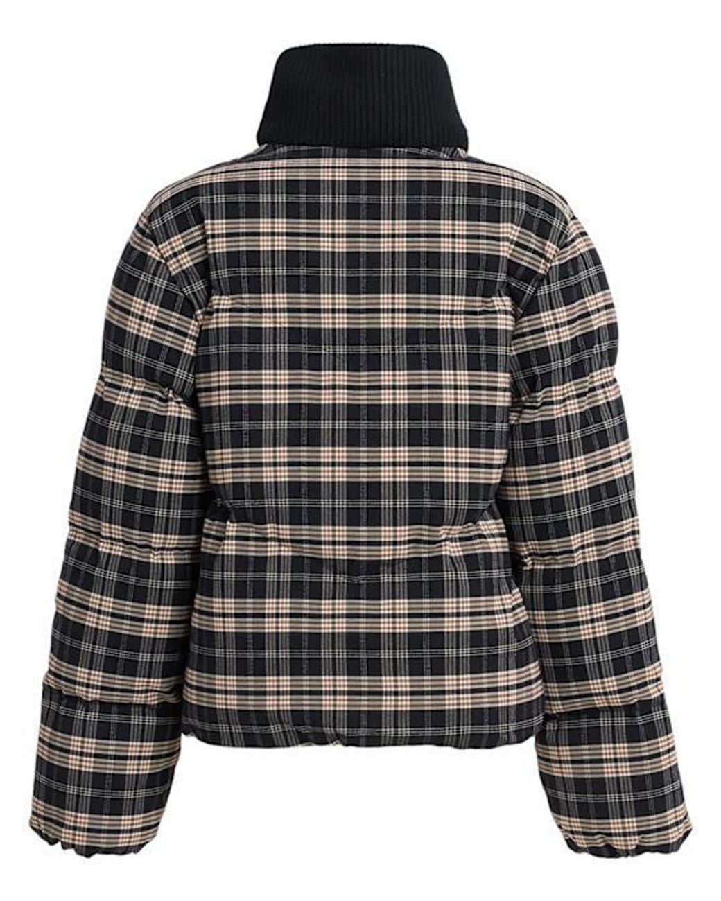 Varley Black Plaid Cotton Coat