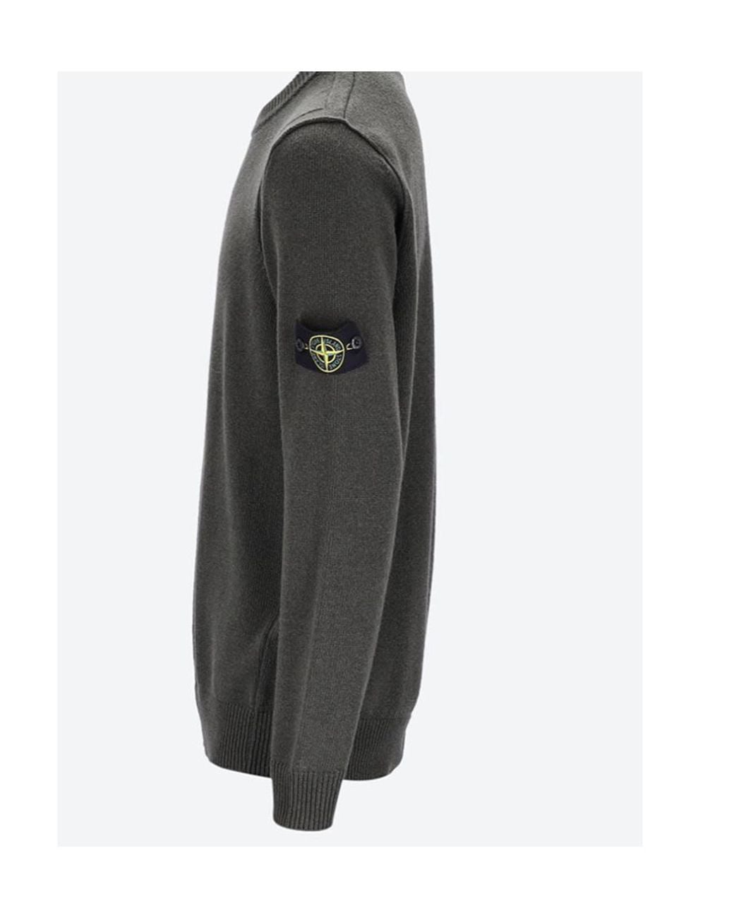 Stone Island Gray Logo Patch Crewneck Jumper for men
