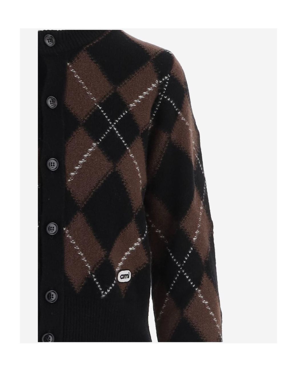 AMI Black Ami Argyle Printed Cardigan