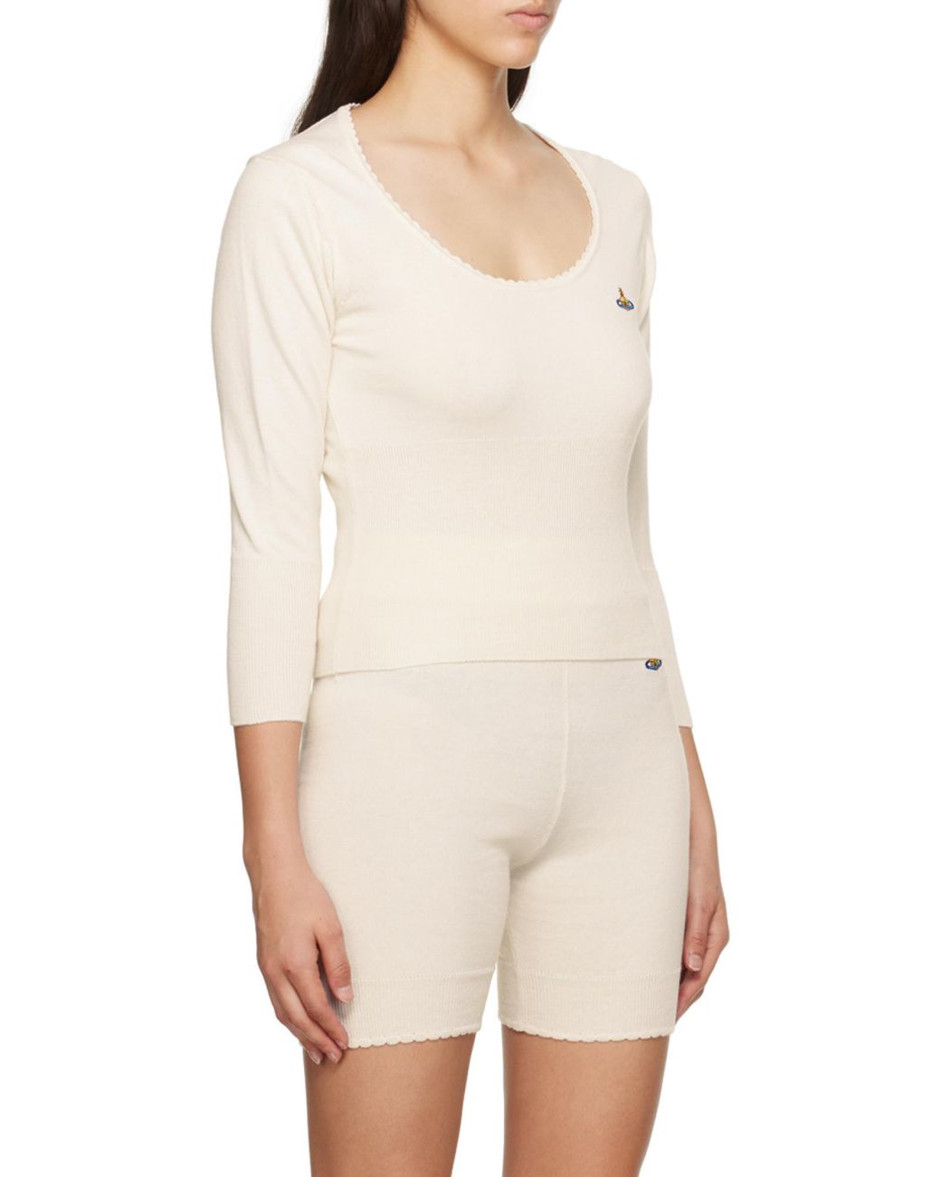 Vivienne Westwood White Orb-Embroidered Scoop Neck Knitted Jumper