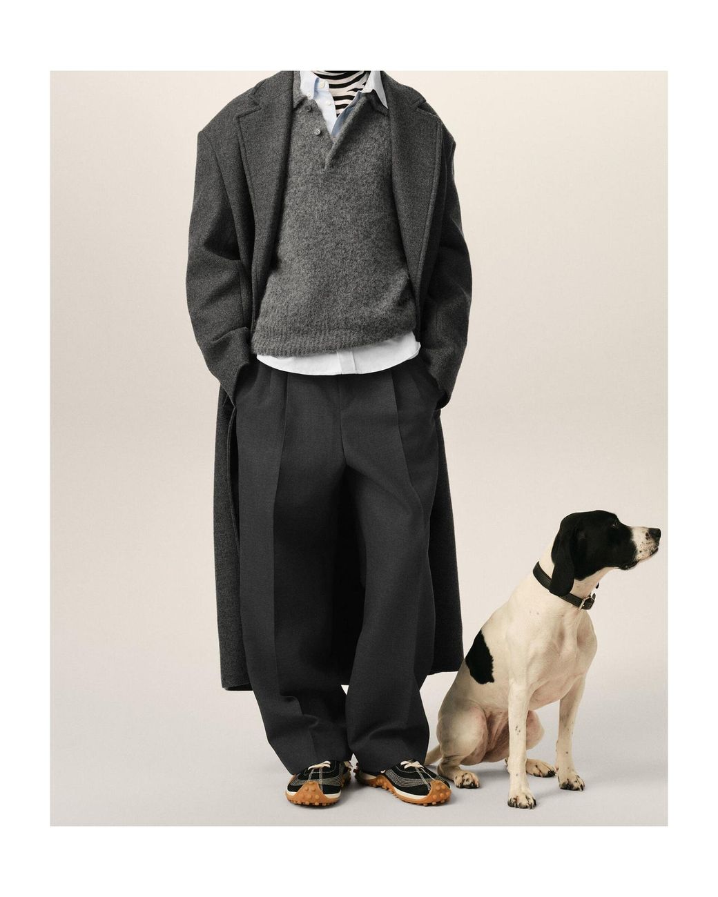 AMI Black High-Waisted Carrot-Fit Wool Trousers for men