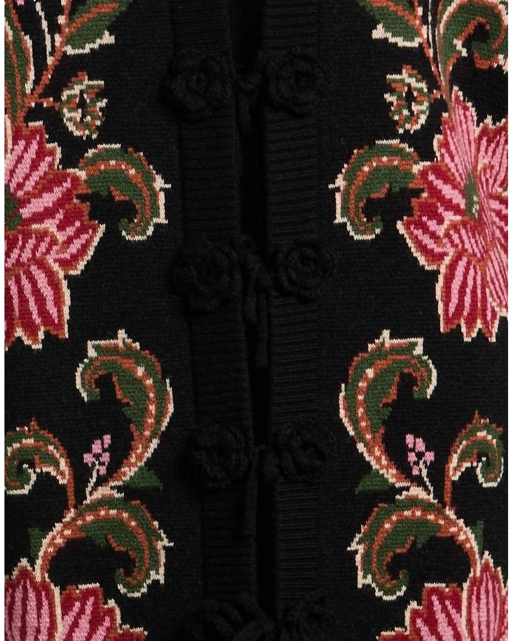 Farm Rio Black Floral-Print Cardigan