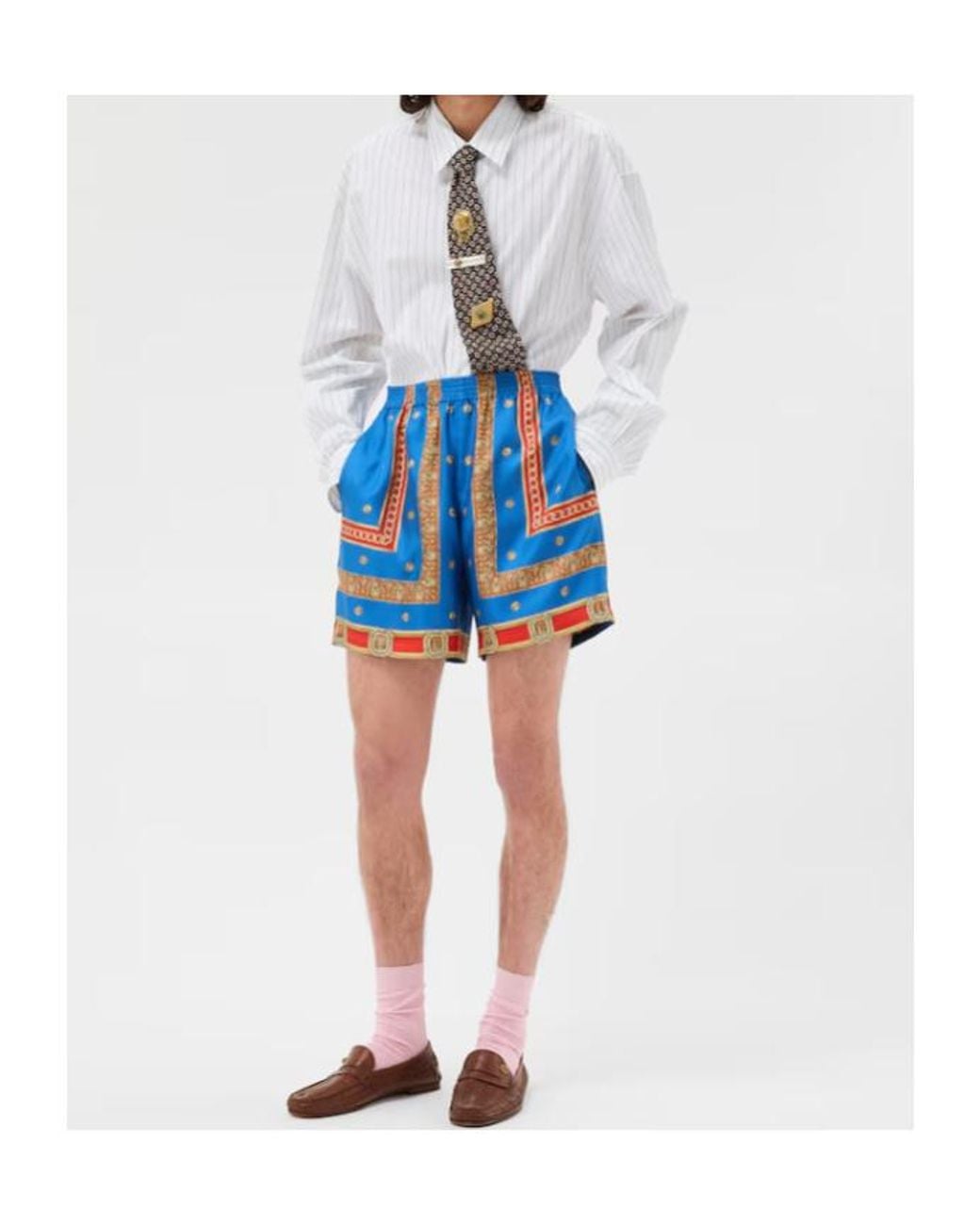 Versace White Stripe Pattern Long-Sleeved Shirt for men