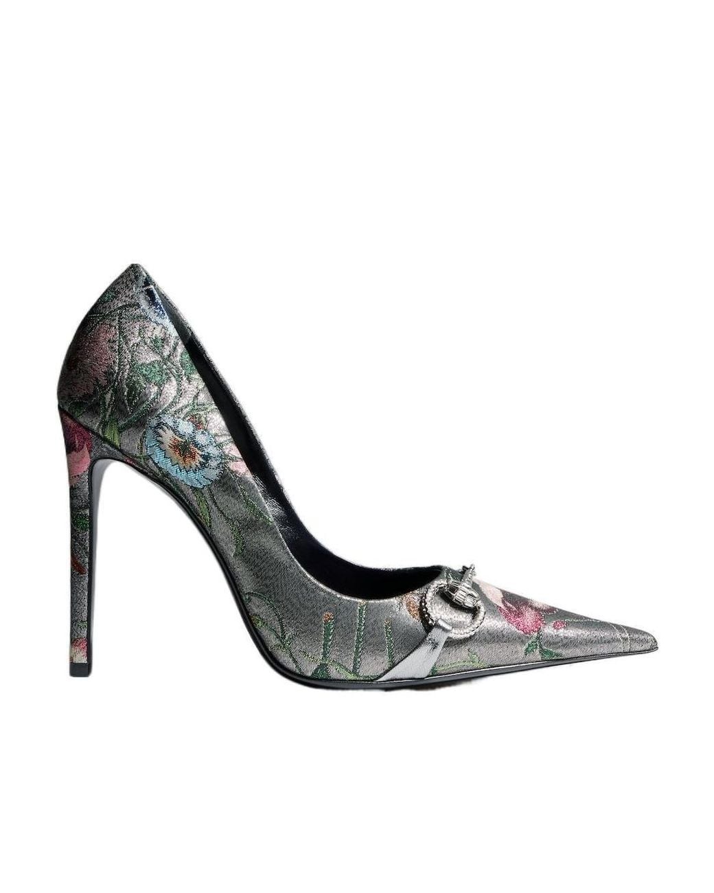 Gucci Metallic Donna Pump With Crystal Horsebit