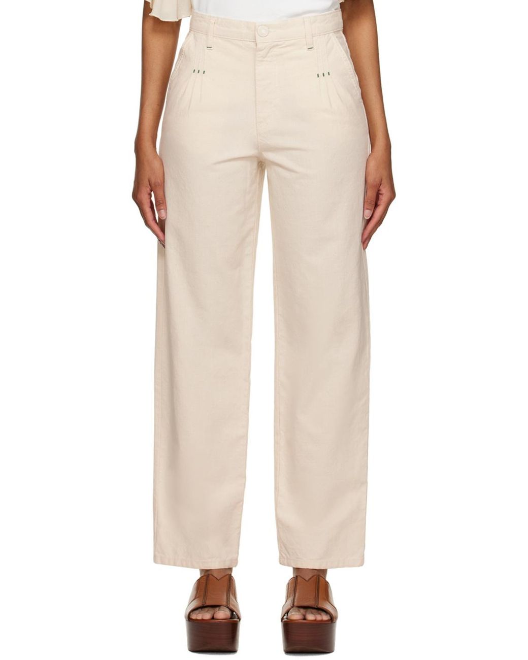 See By Chloé White See By Chloé Logo Patch Tapered Jeans