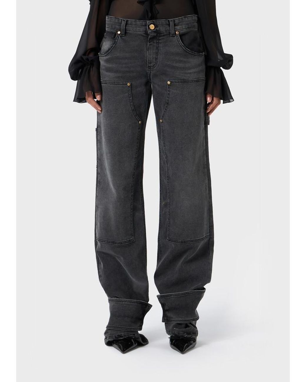 Blumarine Black Boyfit Cargo Jeans