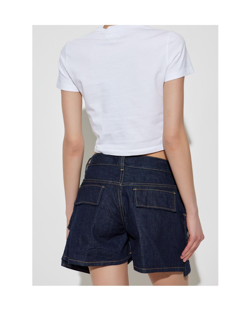 DSquared² White クロップド クルーネック Tシャツ