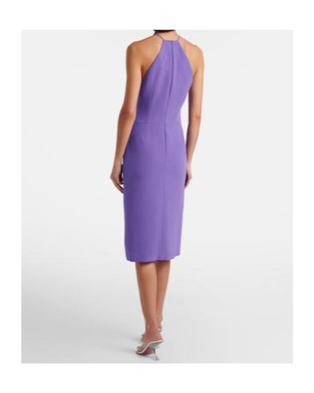 David Koma Purple Asymmetric Embellished Floral Midi Dress