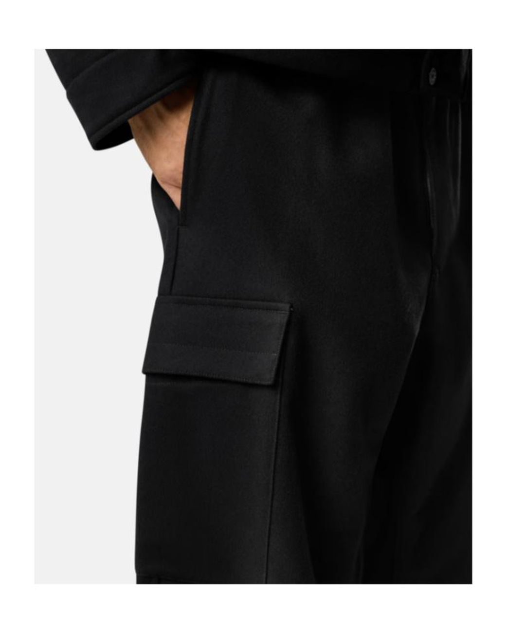 Stone Island Black Logo Patch Straight Leg Pants for men