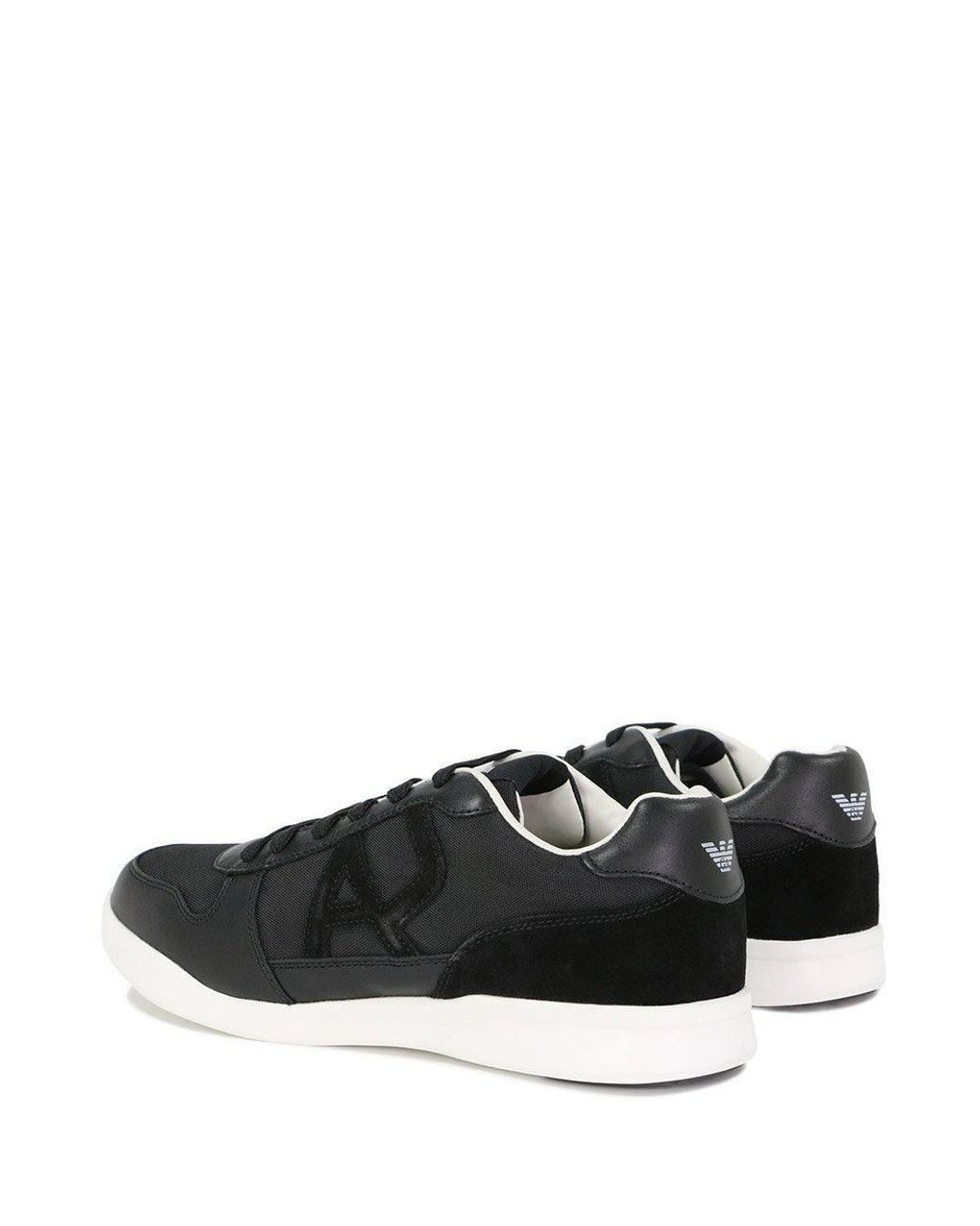 Armani Jeans Black Lace-Up Casual Sneakers for men