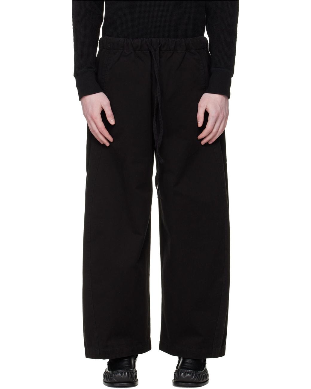 Entire studios Black Drawstring Wide-Leg Pants