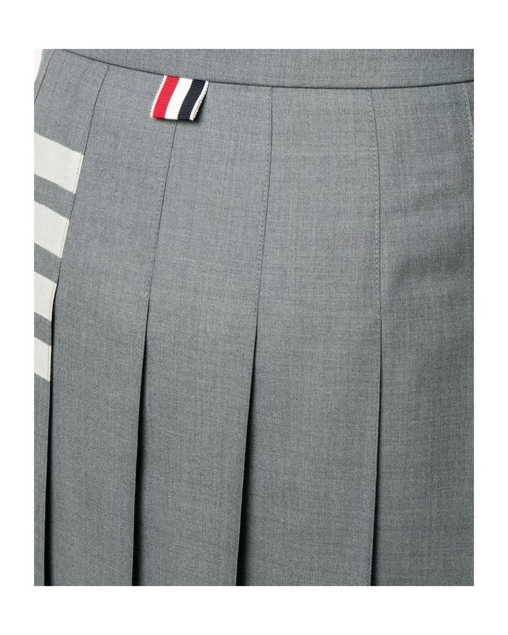 Thom Browne Gray Plain Weave 4-Bar Pleated Mini Skirt