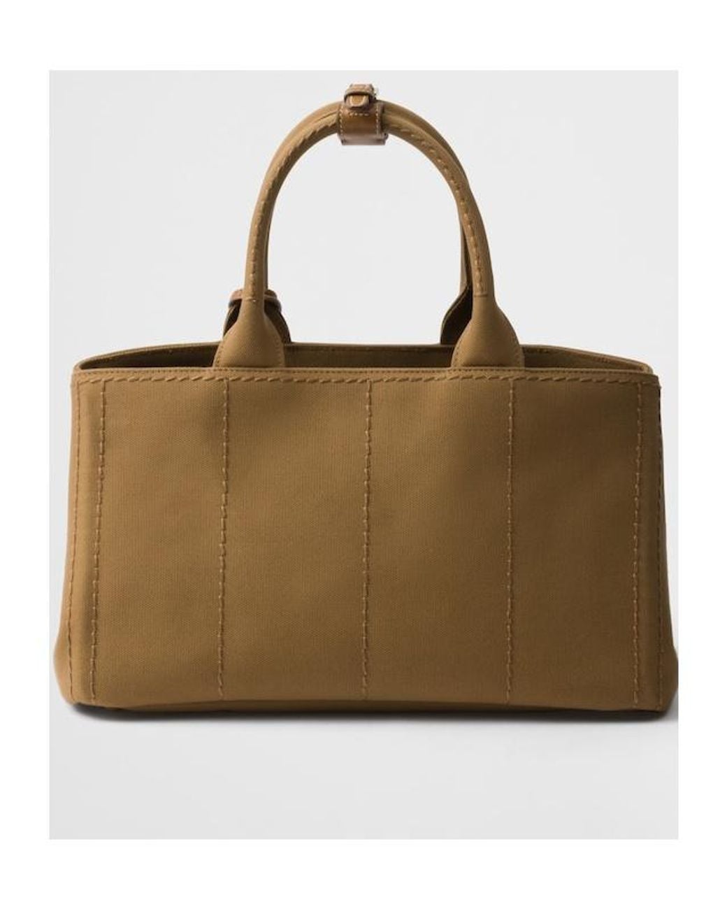 Prada Brown Jardinière Large Cotton Canvas Handbag