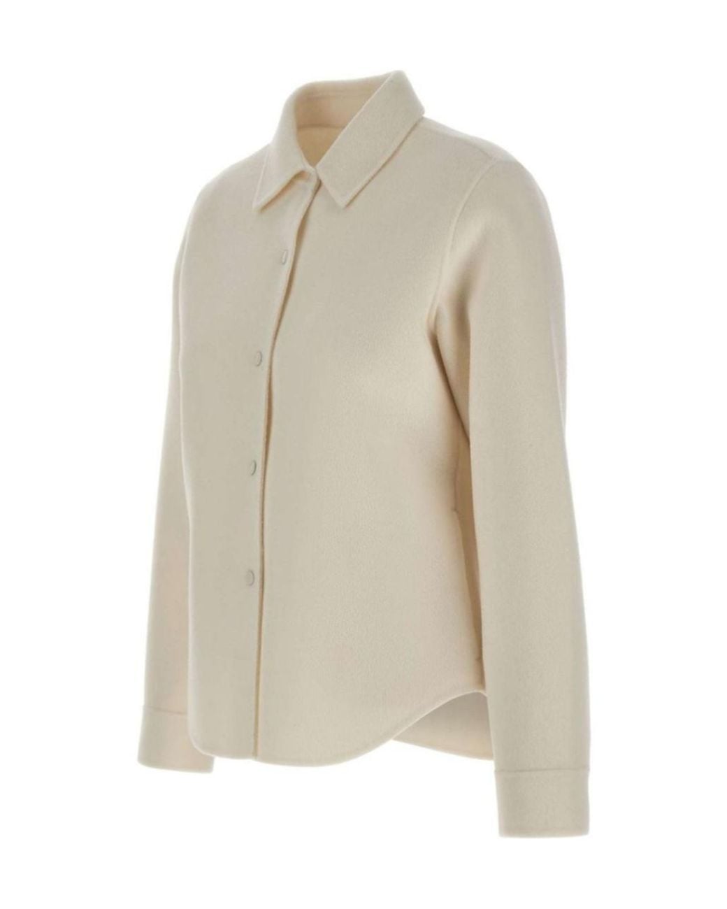 Aspesi White Snap-Front Wool Shirt
