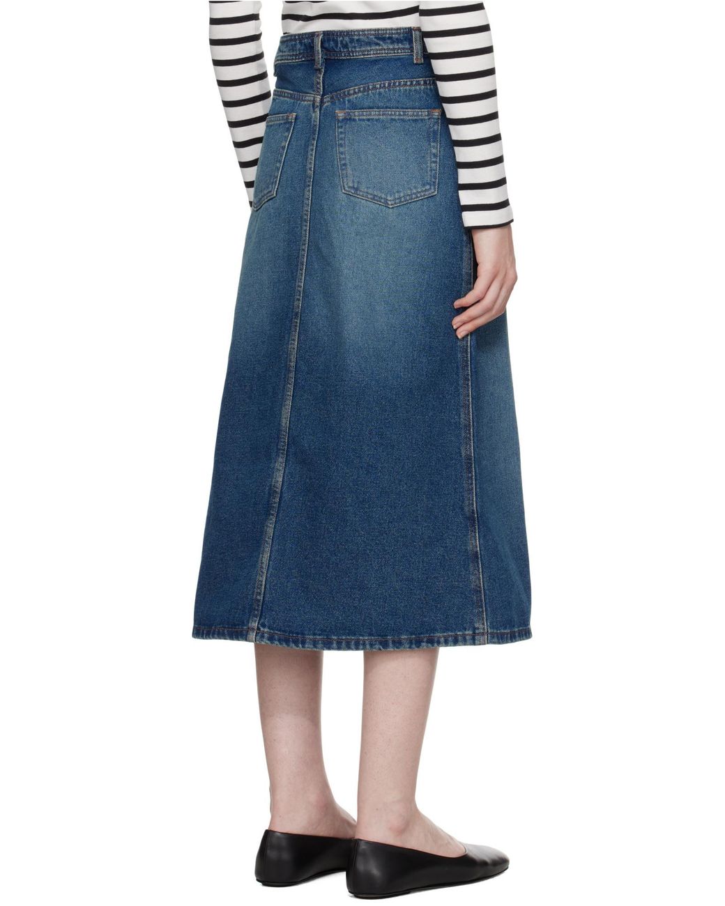 A.P.C. Blue Slit-Detailed Denim Skirt