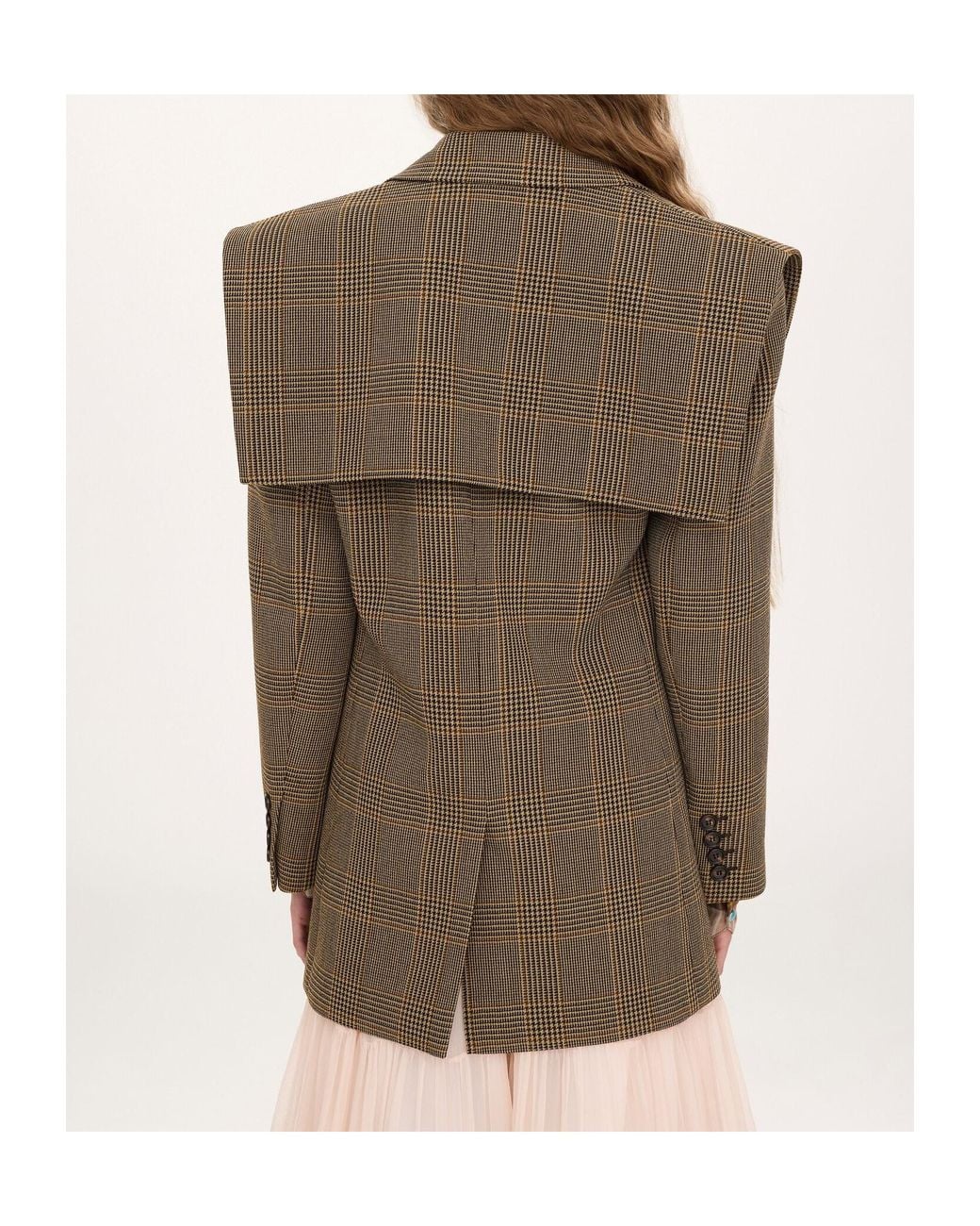Chloé Green Chloé Detachable Scarf Checked Blazer
