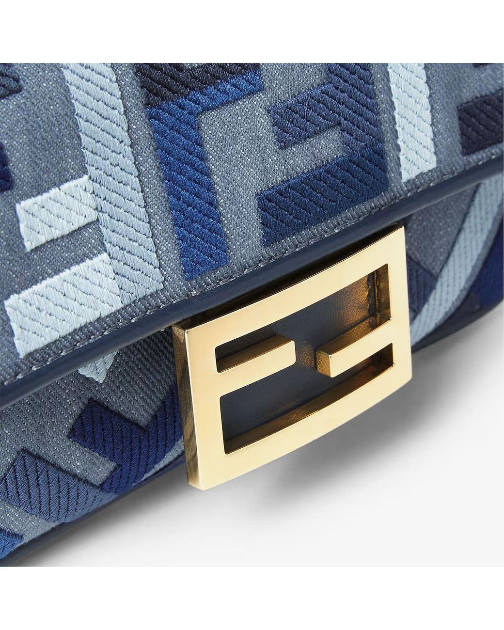 Fendi Blue Baguette Ff Embroidered Mini Tote Bag