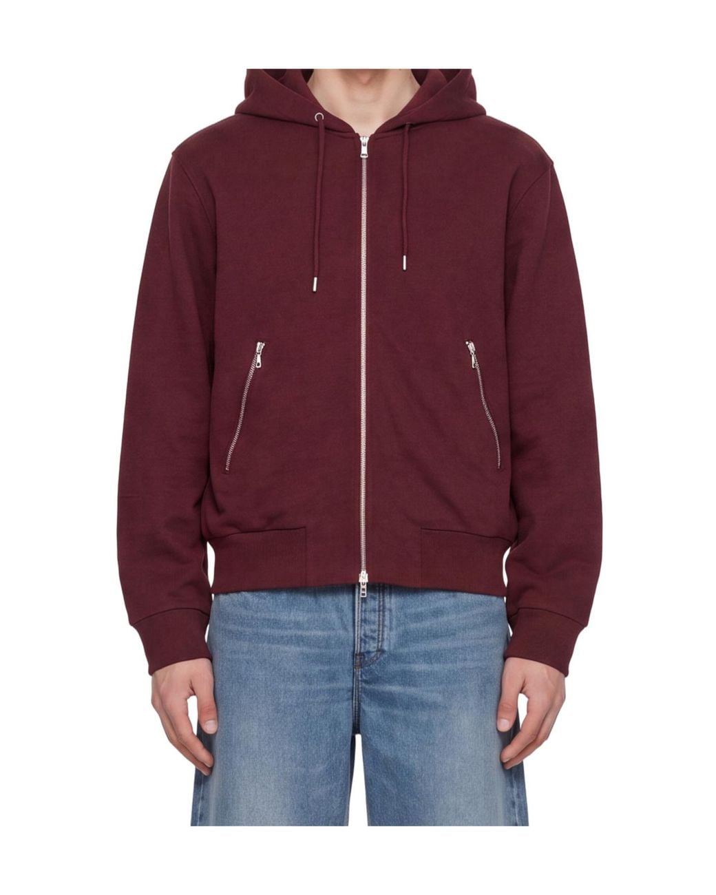 Dries Van Noten Red Zip-Up Drawstring Hoodie for men